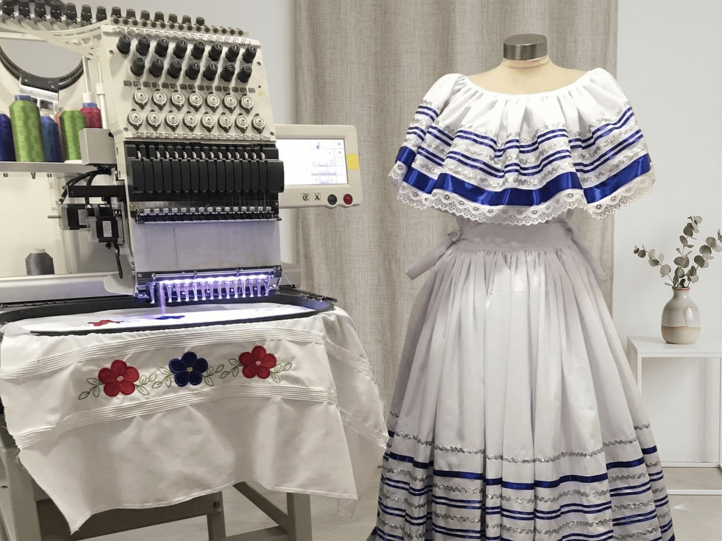 Group of diverse women artisans working with fabrics in a bright studio