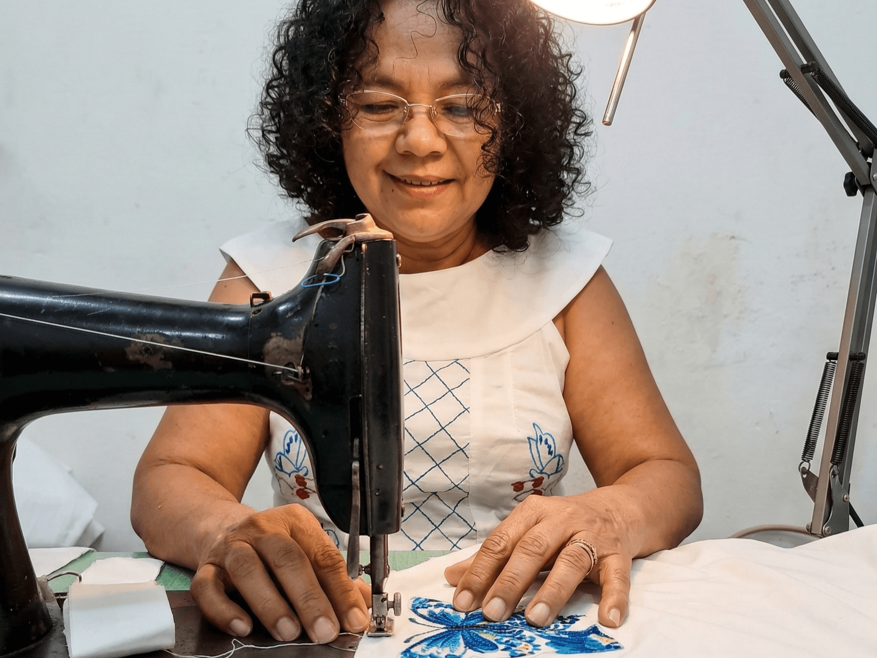 Smiling artisan working